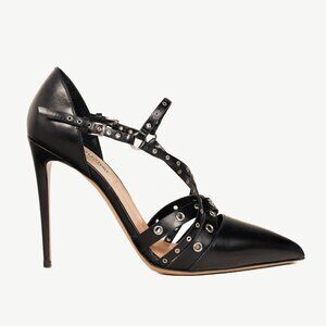Valentino Garavani Love Latch Nero Nappa D'Orsay Eyelet-Embellished Heels